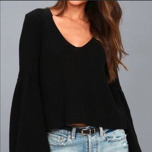 Free People Damsel Knit Sweater Black | MEDIUM